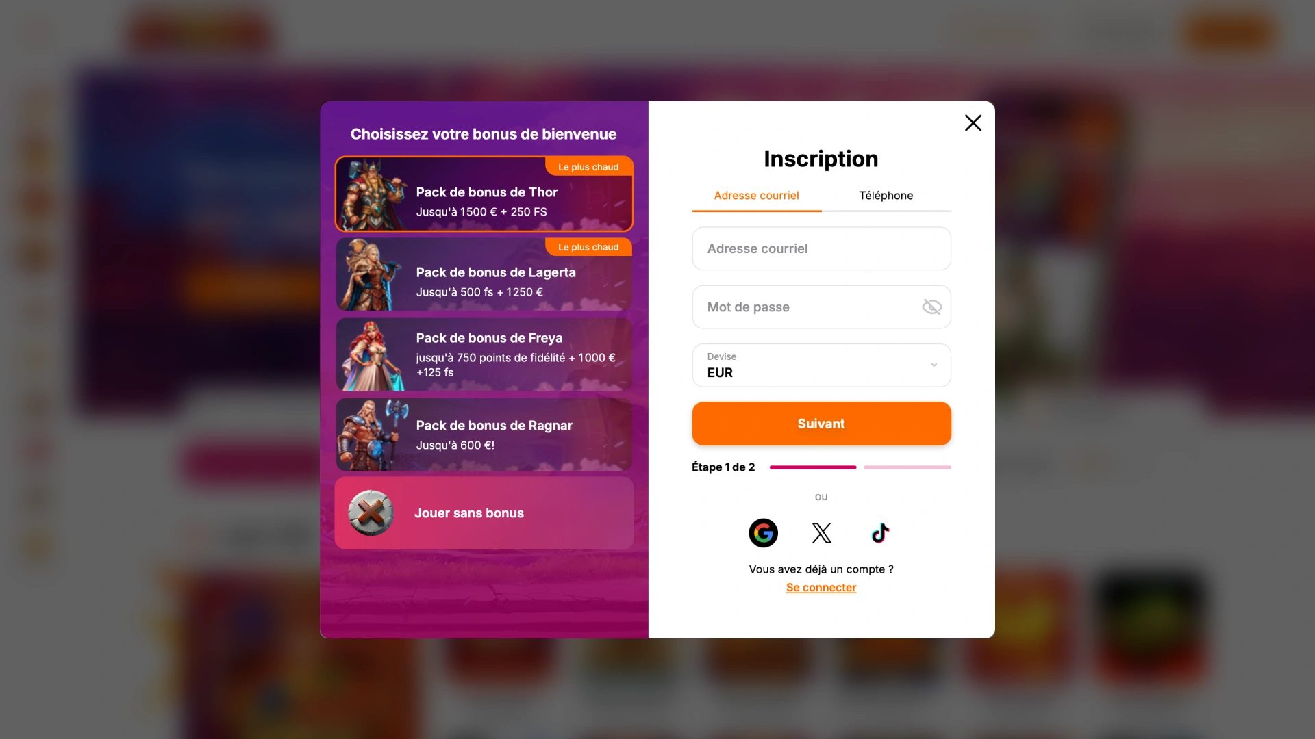 Inscrivez vous sur HitNSpin et profitez rapidement des offres exclusives.
