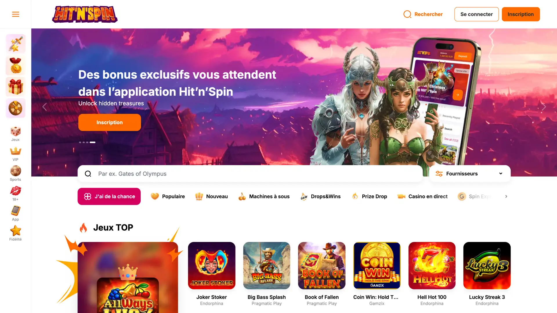 Visitez HitNSpin et trouvez rapidement vos jeux et paris favoris.