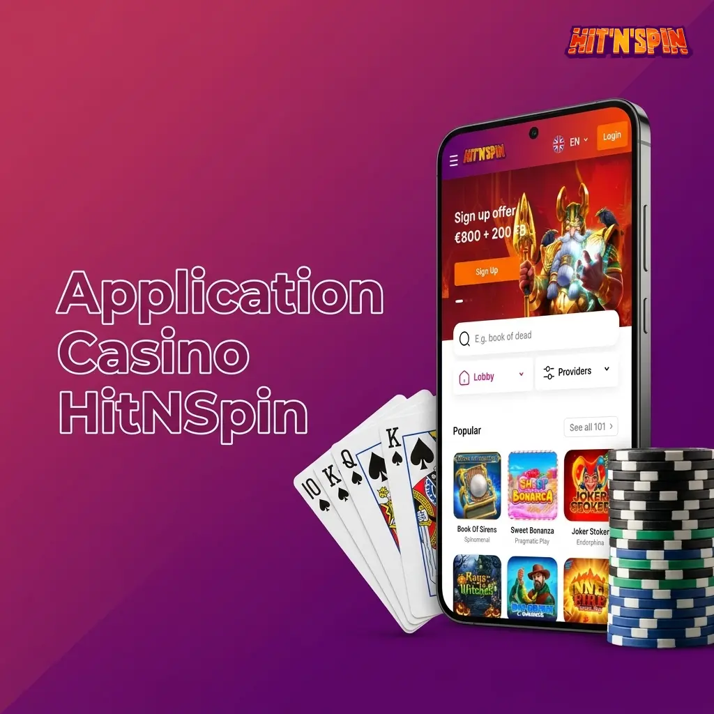 Application mobile Casino HitNSpin sur Android et iOS avec slots, casino en direct et jeux de table en EUR.