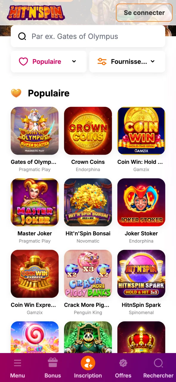 Découvrez HitNSpin Casino et accédez facilement à de nombreux jeux.