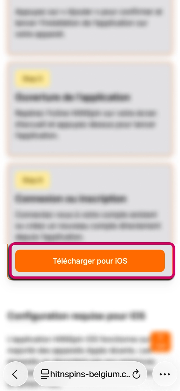 Téléchargez HitNSpin sur iOS et profitez d’un accès rapide à la plateforme.