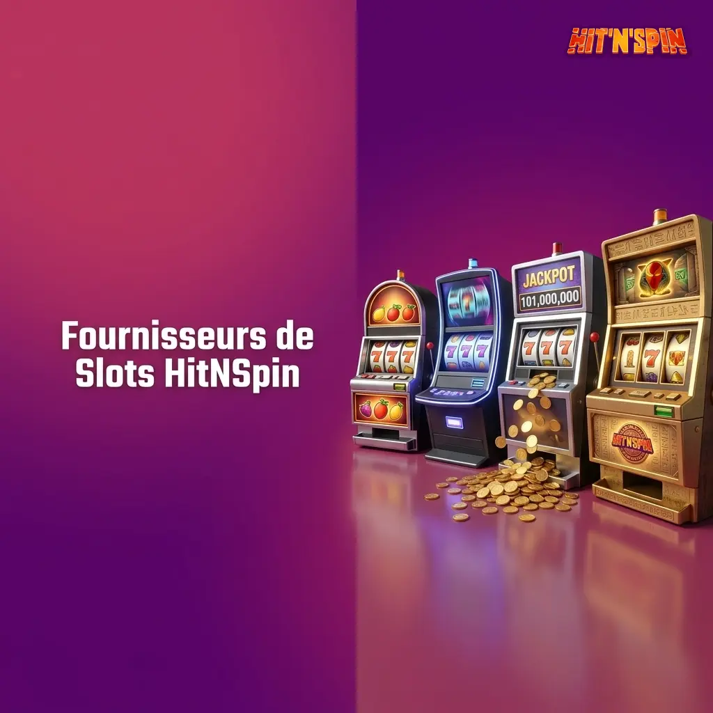 Fournisseurs de slots HitNSpin : Pragmatic Play, NetEnt, Play'n GO et plus de 80 studios certifiés.