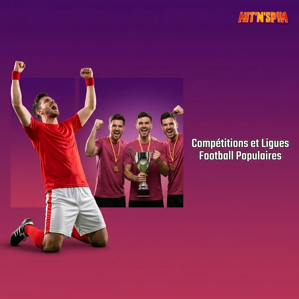 Compétitions football sur HitNSpin : Champions League, Premier League, Jupiler Pro League et Coupe du Monde.