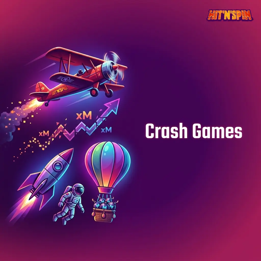 Crash games HitNSpin : Aviator, JetX, Spaceman avec multiplicateurs en hausse et retrait en temps réel.