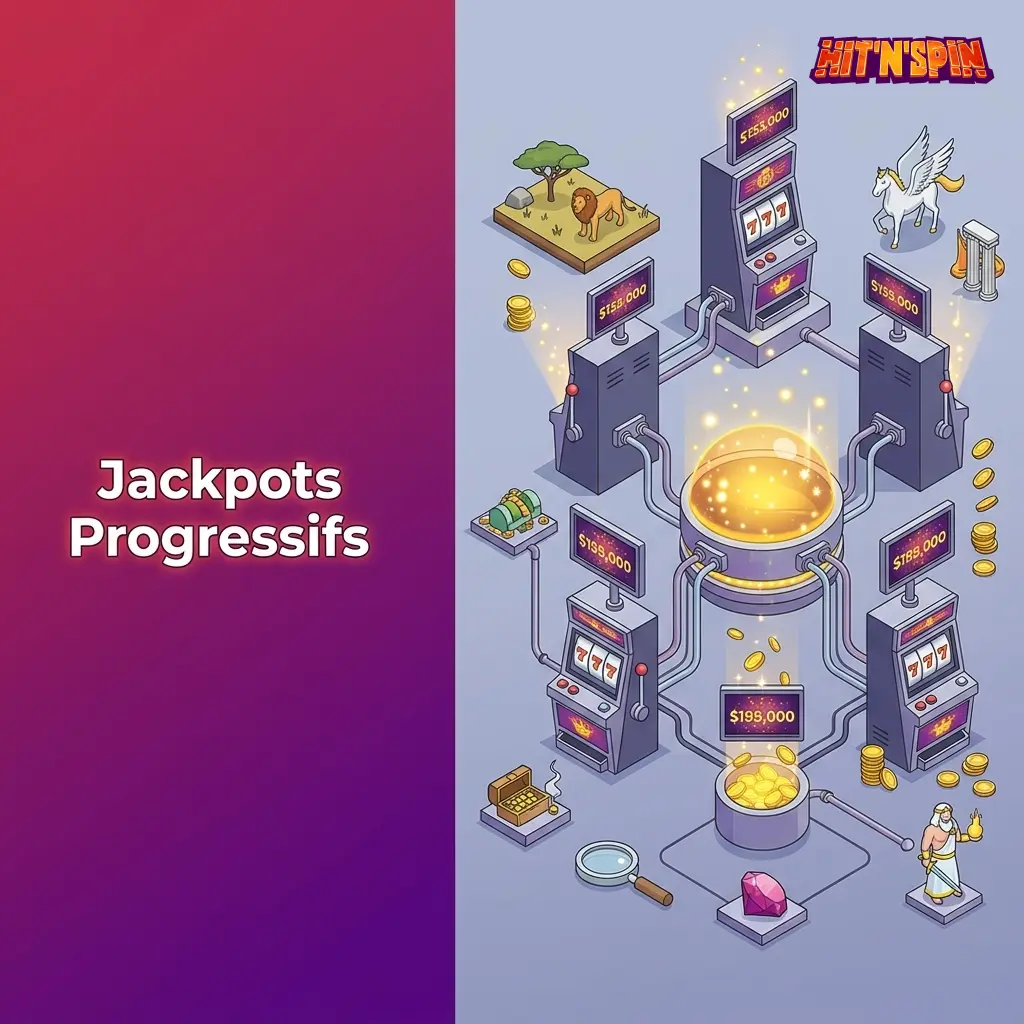 Slots à jackpot progressif sur HitNSpin avec cagnottes cumulées pour gains exceptionnels.