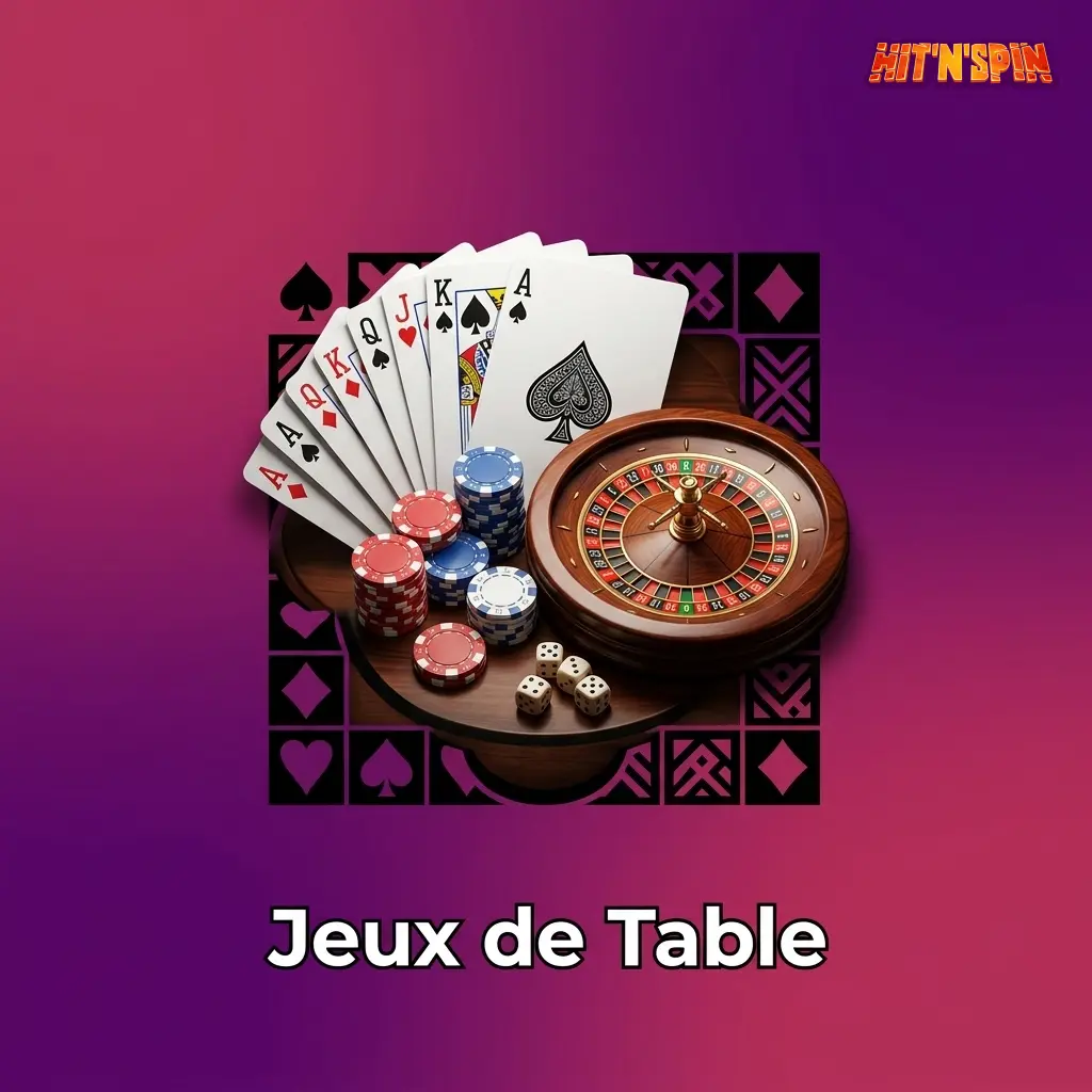 Jeux de table HitNSpin : blackjack, roulette européenne et baccarat pour joueurs belges stratèges.