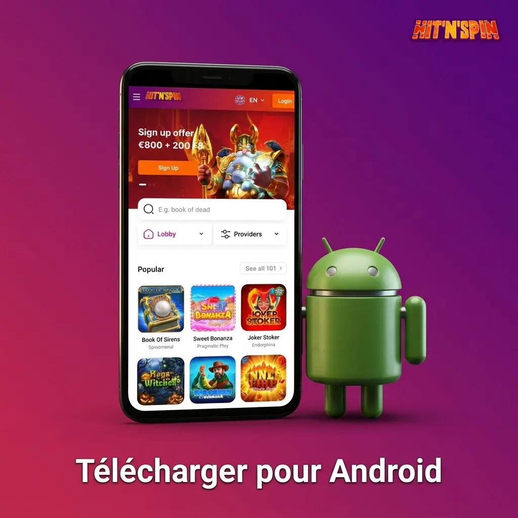 Installation de l'application HitNSpin PWA sur Android via Chrome en quelques étapes simples.