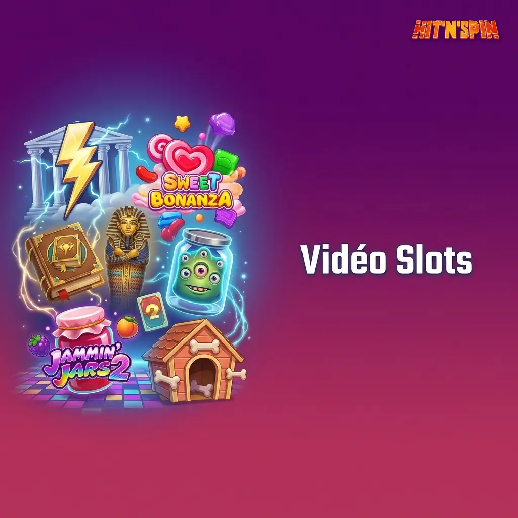 Vidéo slots HitNSpin avec machines à sous 5 rouleaux, animations HD, wilds et multiplicateurs pour gains élevés.