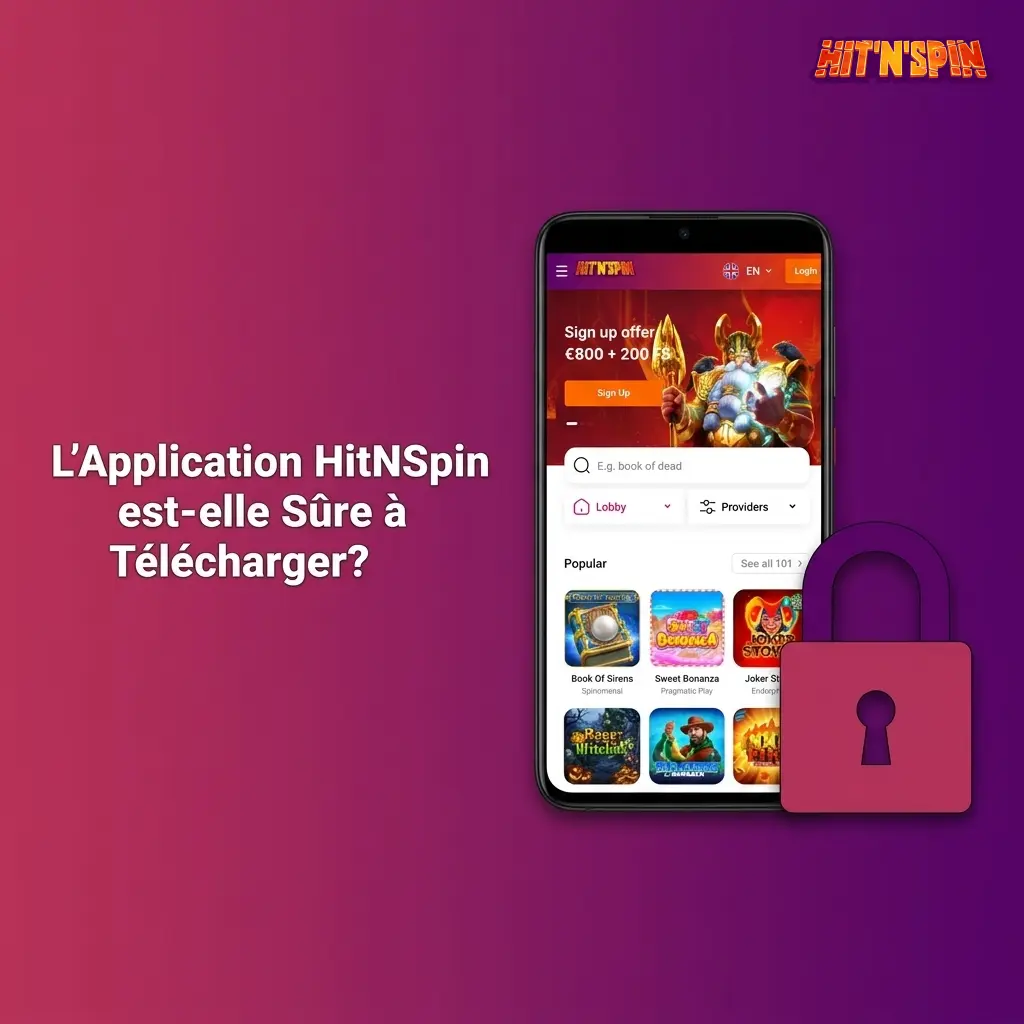 Application HitNSpin sécurisée avec chiffrement SSL 128 bits, licence Curaçao et protection des données des joueurs belges.