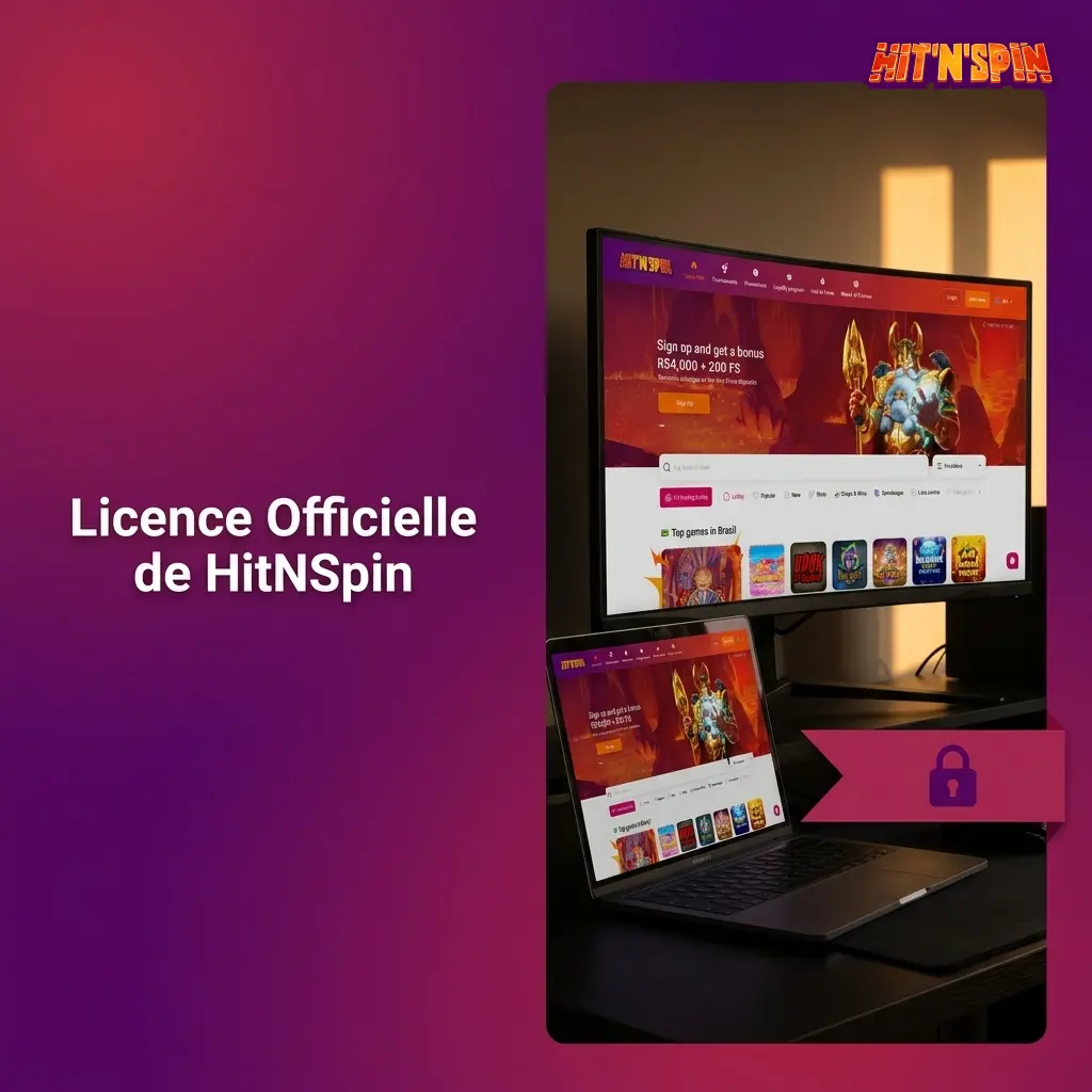 Licence officielle HitNSpin délivrée par Curaçao eGaming numéro 365/JAZ garantissant jeu équitable et sécurité.
