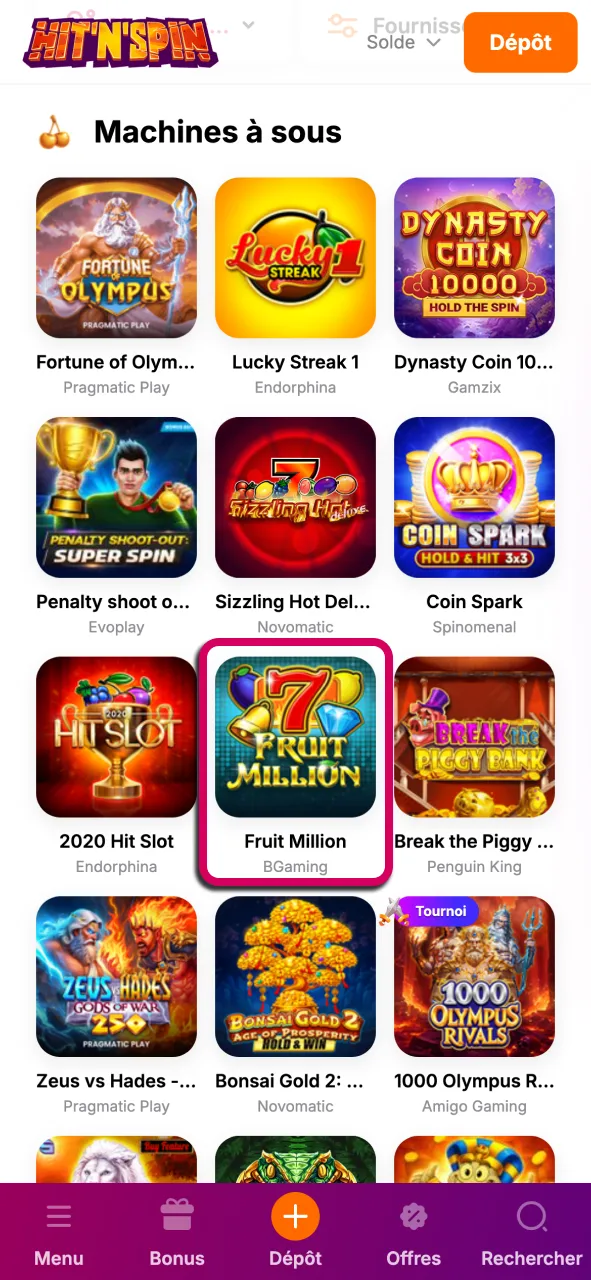 Sélectionnez un slot HitNSpin et profitez d’un divertissement captivant.