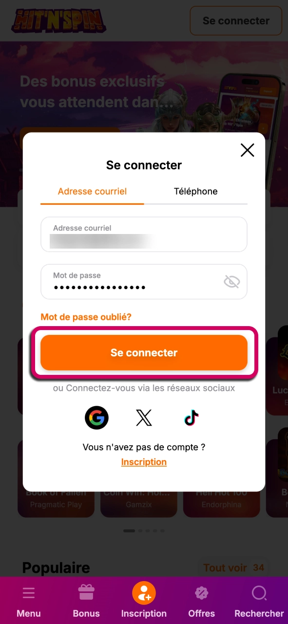 Connectez vous à HitNSpin et profitez d’un accès sécurisé à votre compte.
