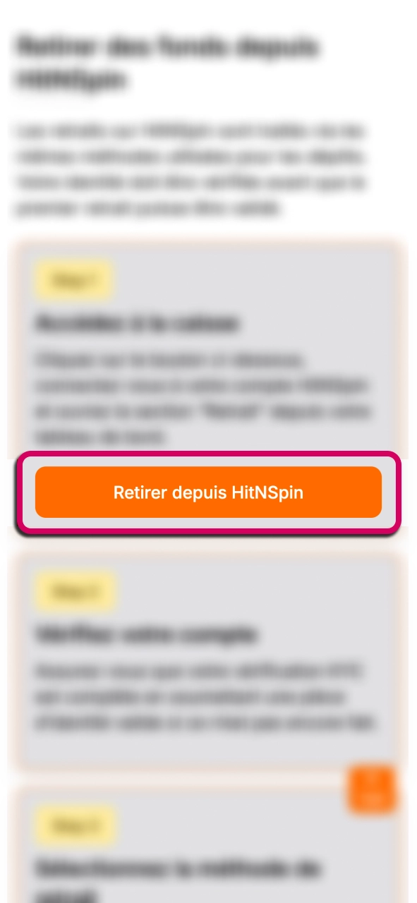 Ouvrez la caisse HitNSpin et profitez d’un accès rapide aux retraits.