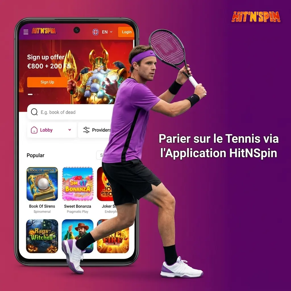 Application mobile HitNSpin pour parier sur le tennis en live sur Android et iOS.