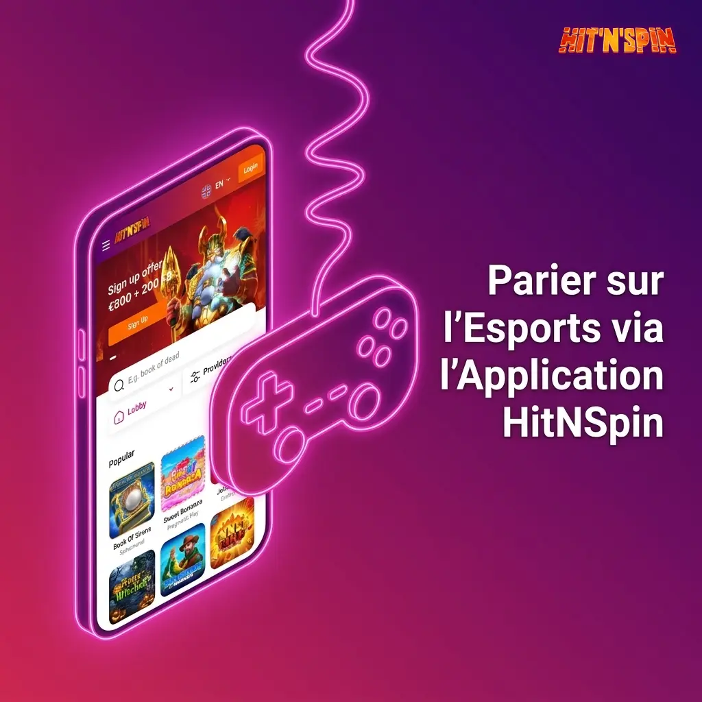 Application mobile HitNSpin pour parier sur l'esports avec live betting et cotes en temps réel sur Android et iOS.