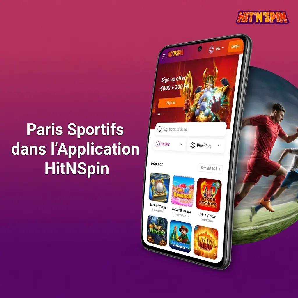 Paris sportifs sur l'application HitNSpin : football, tennis, NBA, cyclisme, F1 et e-sport disponibles.