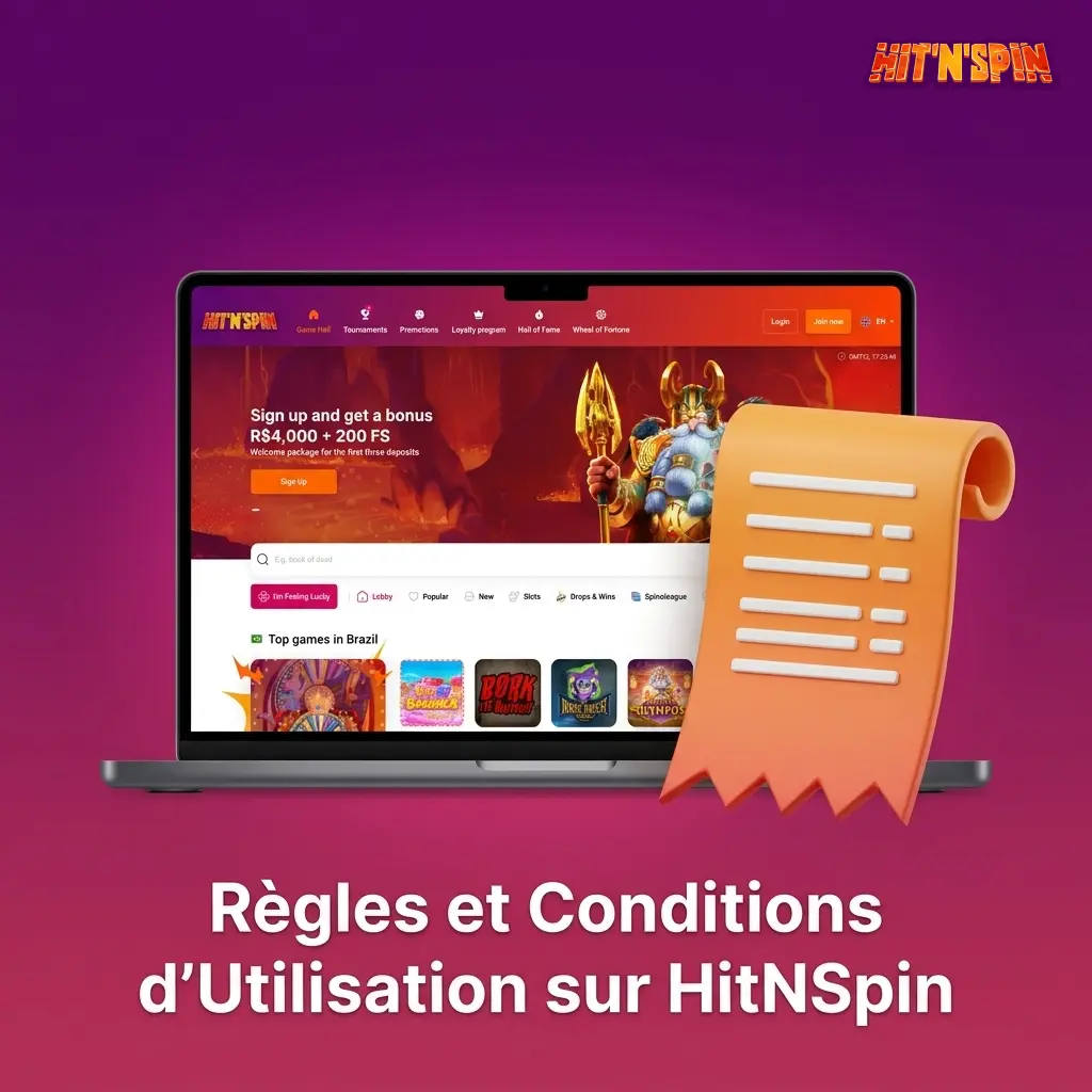 Règles et conditions d'utilisation HitNSpin pour joueurs belges : âge, KYC, bonus et compte unique.