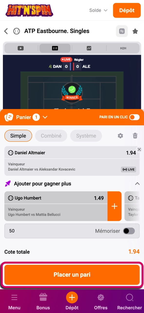 Validez votre coupon HitNSpin et bénéficiez d’une prise en compte rapide.